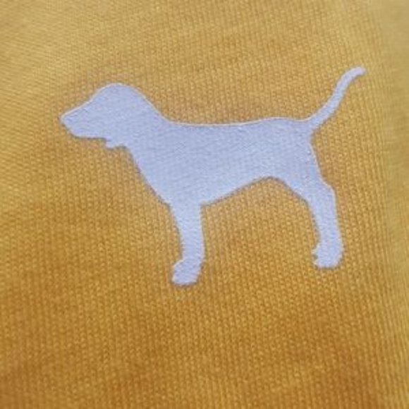 PINK Victoria’s Secret Yellow & White Bling Logo Print Short Sleeve Tee - Picture 7 of 9